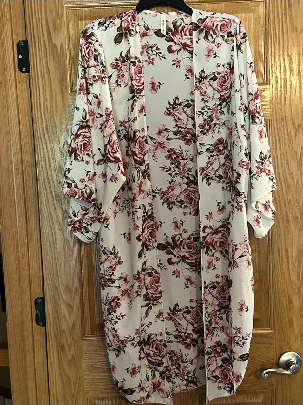 My Beloved Cream Floral Long-Sleeve Open Kimono Cardigan